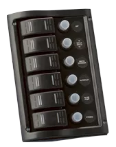 Allpa Plastic Circuit Panel, 12v, 190x130mm, 6-Position & LED-Indicators, Automatic Fuses (2x5a-2x10a-2x15a)