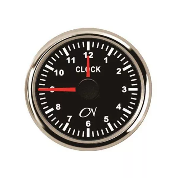 Analog Clock - Black Dial, Chromium Bezel, 0 - 12 h, 9 - 32V