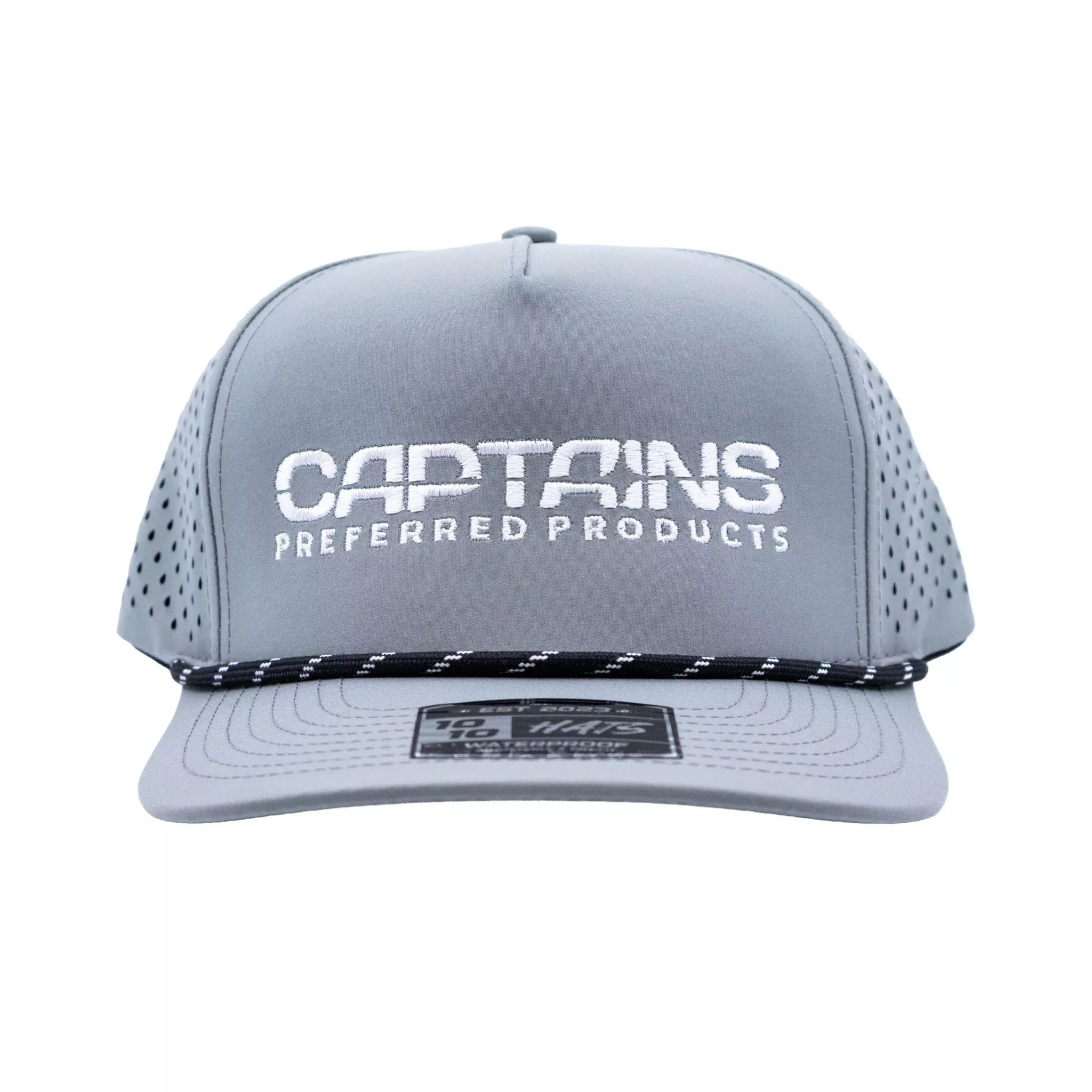Captains Dry-Fit 5 Panel Hat with Rope - Light Gray