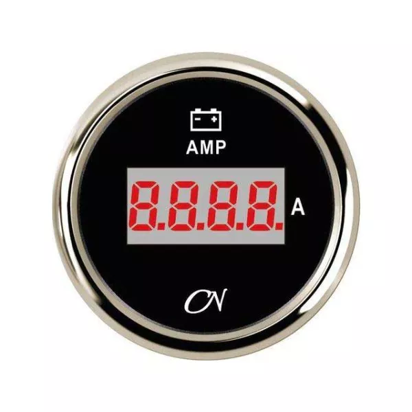 Digital Ammeter + Shunt - Black Dial, Chromium Bezel, -150 - +150A, 9 - 32V