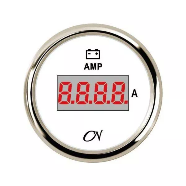 Digital Ammeter + Shunt - White Dial, Chromium Bezel, -150 - +150A, 9 - 32V
