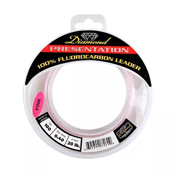Momoi Diamond Fluorocarbon "Presentation" Leader - 20 Pounds 100 Yards - Pink