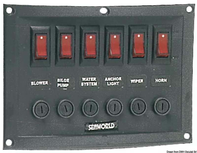 Osculati 14.103.32 - Nylon Horizontal Control Panel 6 Rocker Switches