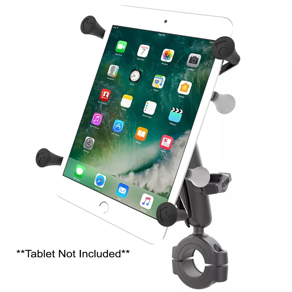 RAM Mount RAM Torque 1 1/8″ – 1 1/2″ Diameter Handlebar/Rail Base with 1″ Ball, Medium Arm and X-Grip for 7-8″ Tablets [RAM-B-408-112-15-UN8U]