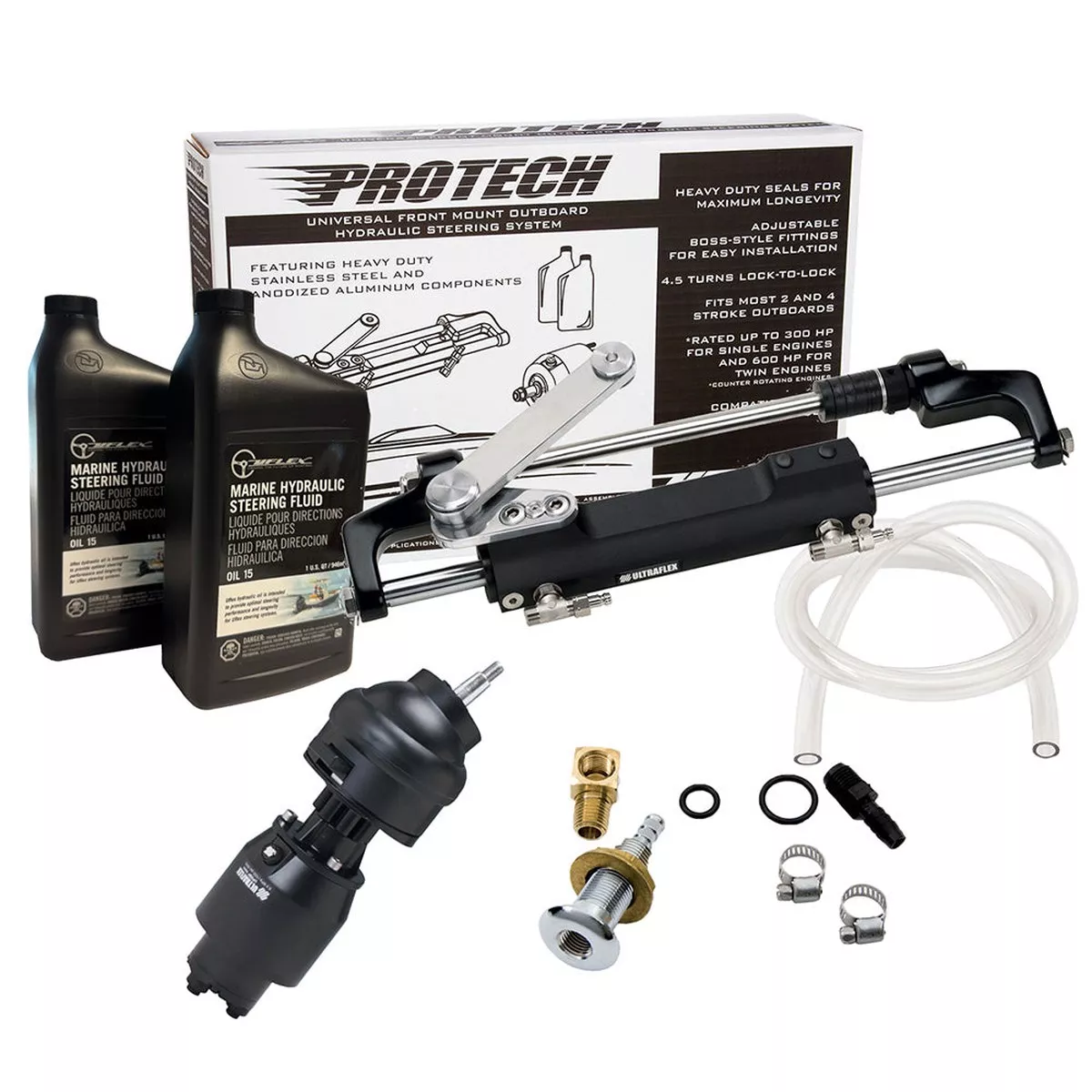 Uflex PROTECH 2.1 Front Mount Tilt OB Hydraulic System - Includes UP28T Helm Pump, Oil, UC128TS-2 Cylinder,X82 Tilt - No Hoses [PROTECH 2.1T]